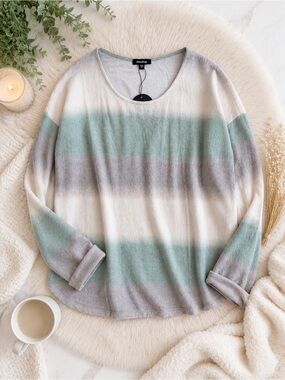 New Mittoshop Ombre Knit Pullover Sweater | Small | Super Soft Cozy Lounge Top
